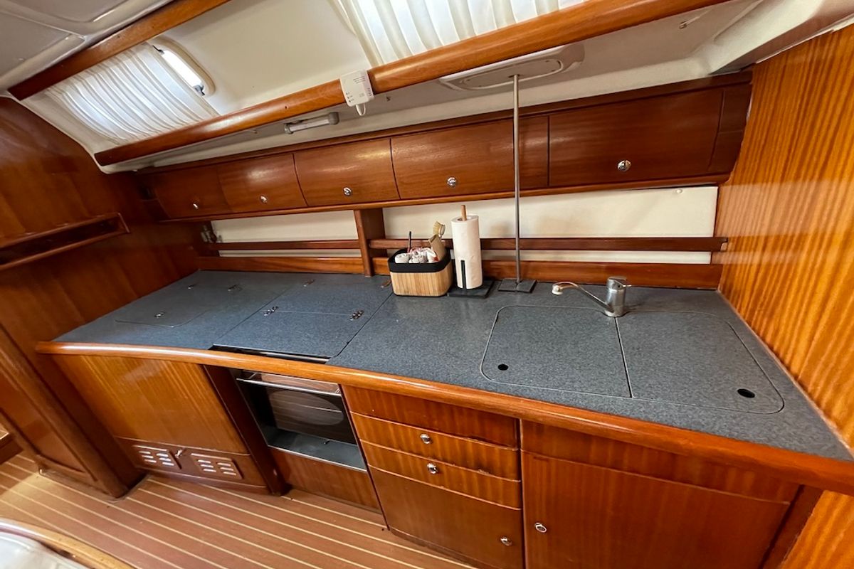 Galley of MIRNA, a Bavaria 44 sailboat at Zadar, Croatia