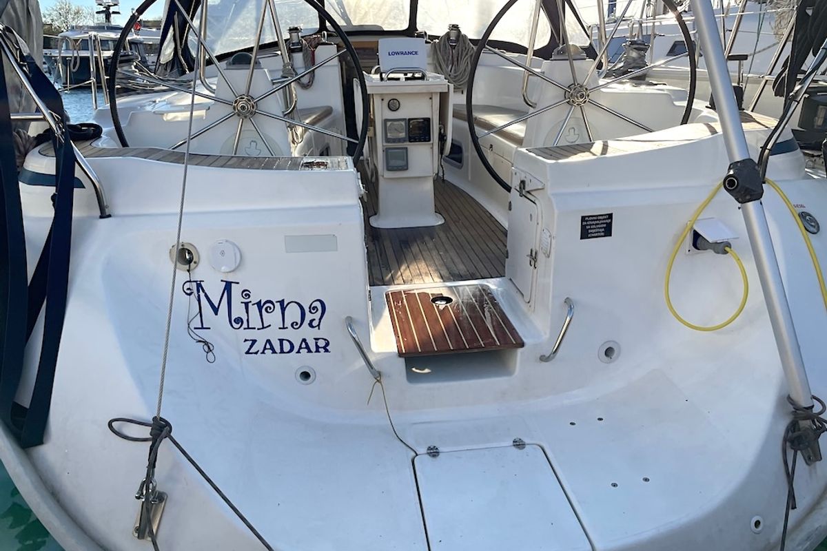 Cockpit of MIRNA, a Bavaria 44 sailboat at Zadar, Croatia