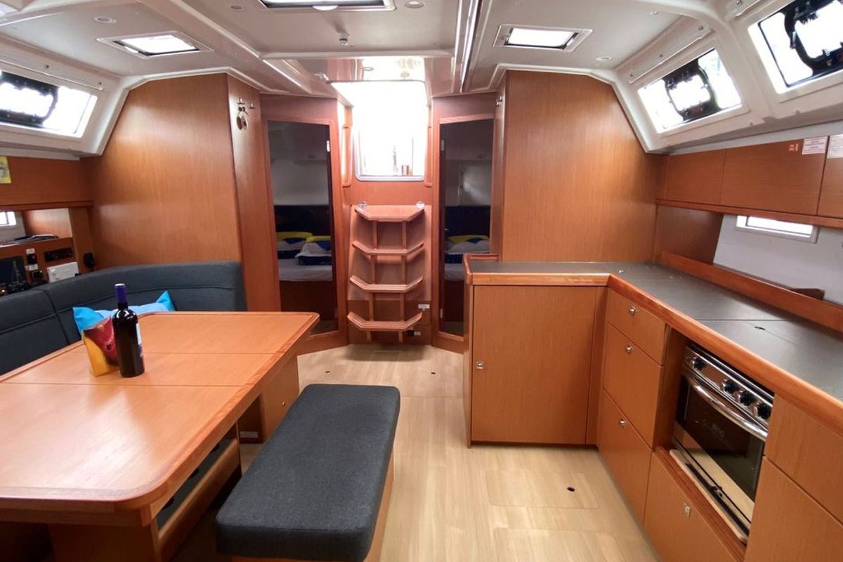 Salon of Tess Point, a Bavaria Cruiser 46 sailboat at Split, Croatia
