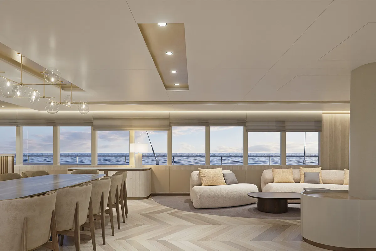 Salon of M/S Ad Astra, a Kolotura M/S Ad Astra yacht at Split, Croatia