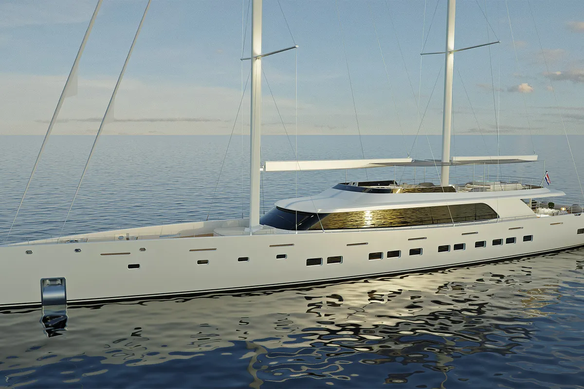Exterior view of M/S Ad Astra, a Kolotura M/S Ad Astra yacht at Split, Croatia