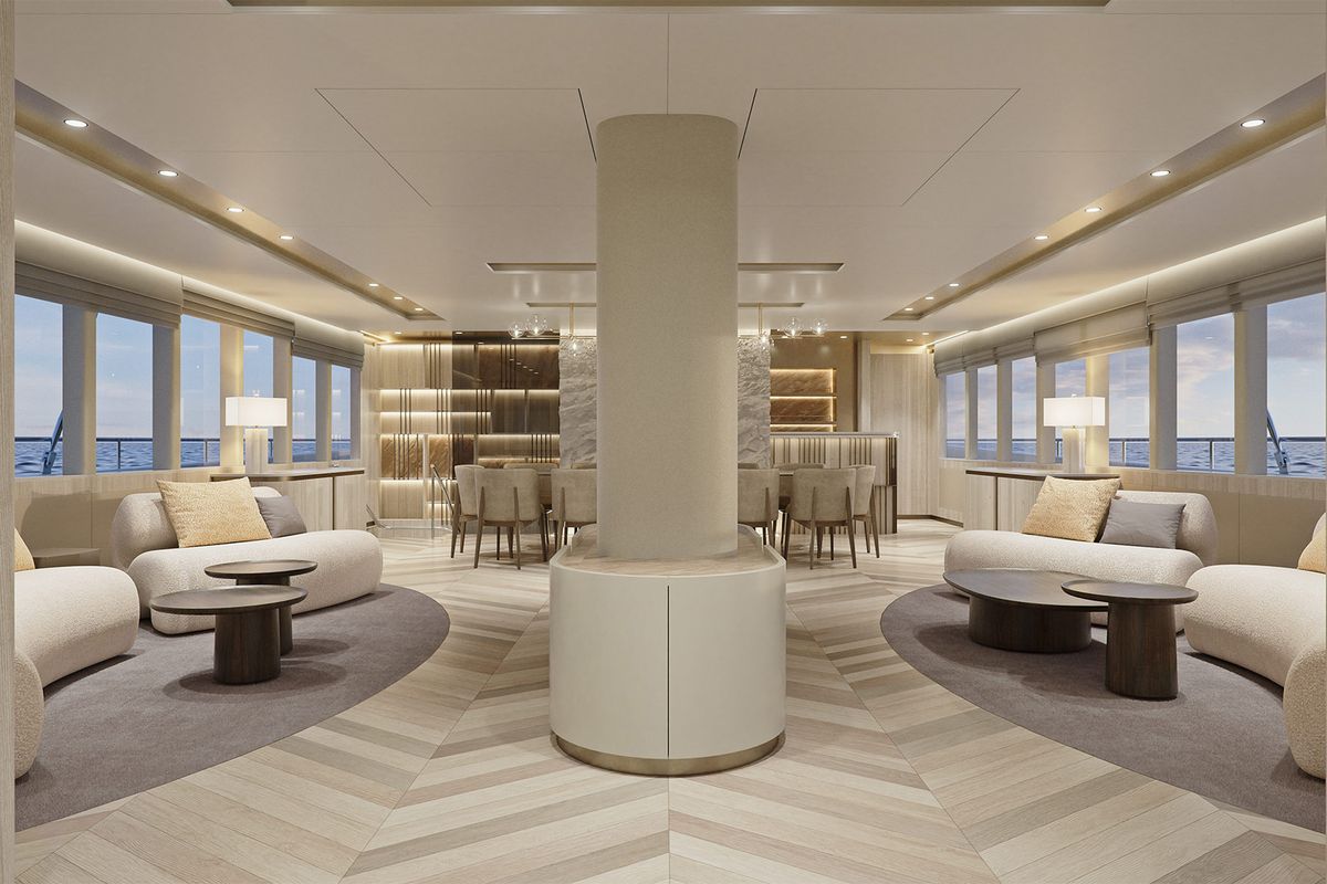 Salon of M/S Ad Astra, a Kolotura M/S Ad Astra yacht at Split, Croatia