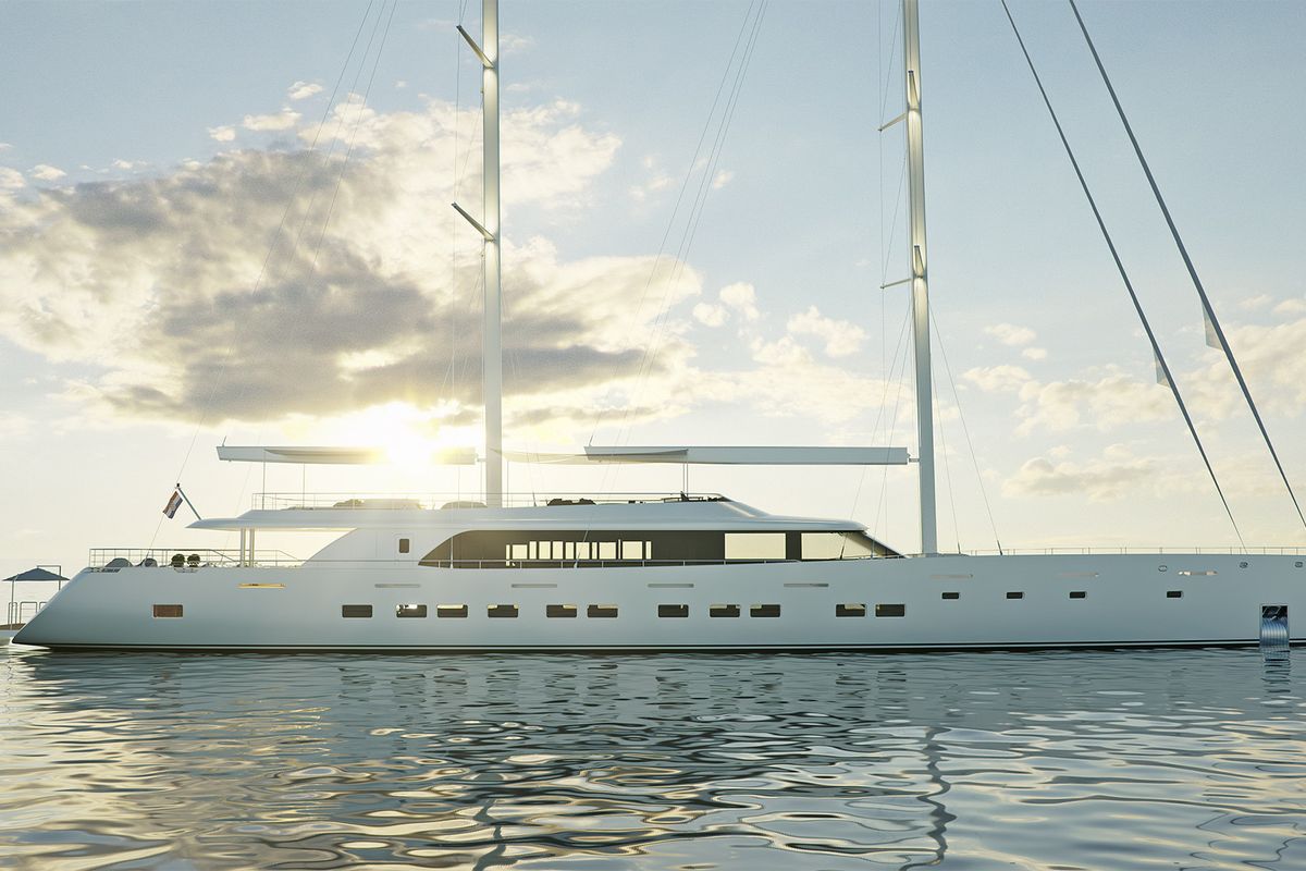 Exterior view of M/S Ad Astra, a Kolotura M/S Ad Astra yacht at Split, Croatia
