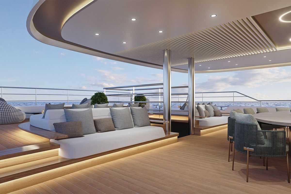 Deck of M/S Ad Astra, a Kolotura M/S Ad Astra yacht at Split, Croatia