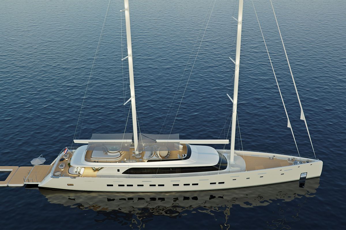 Exterior view of M/S Ad Astra, a Kolotura M/S Ad Astra yacht at Split, Croatia