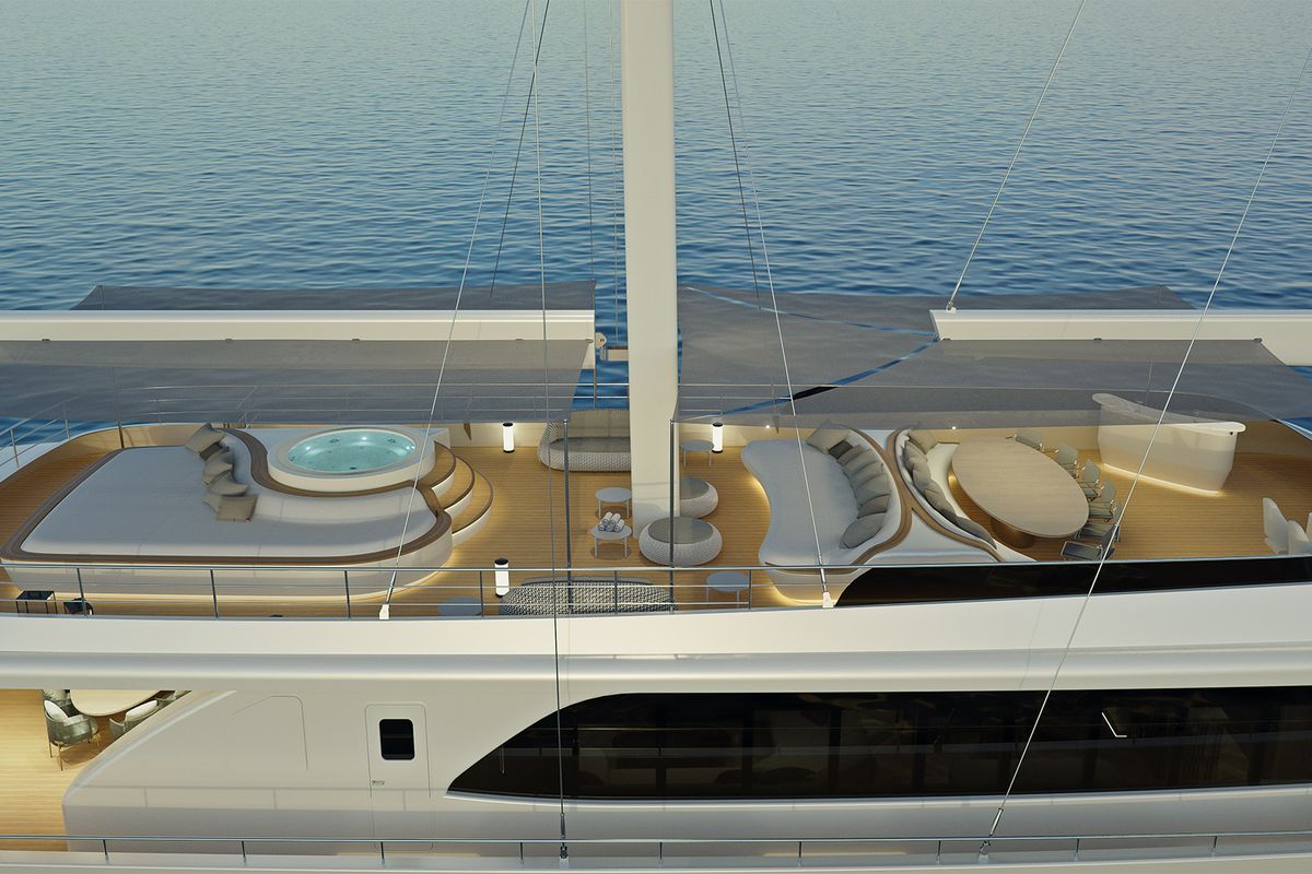 Deck of M/S Ad Astra, a Kolotura M/S Ad Astra yacht at Split, Croatia