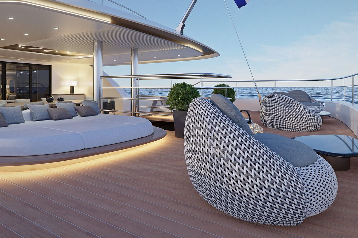Deck of M/S Ad Astra, a Kolotura M/S Ad Astra yacht at Split, Croatia