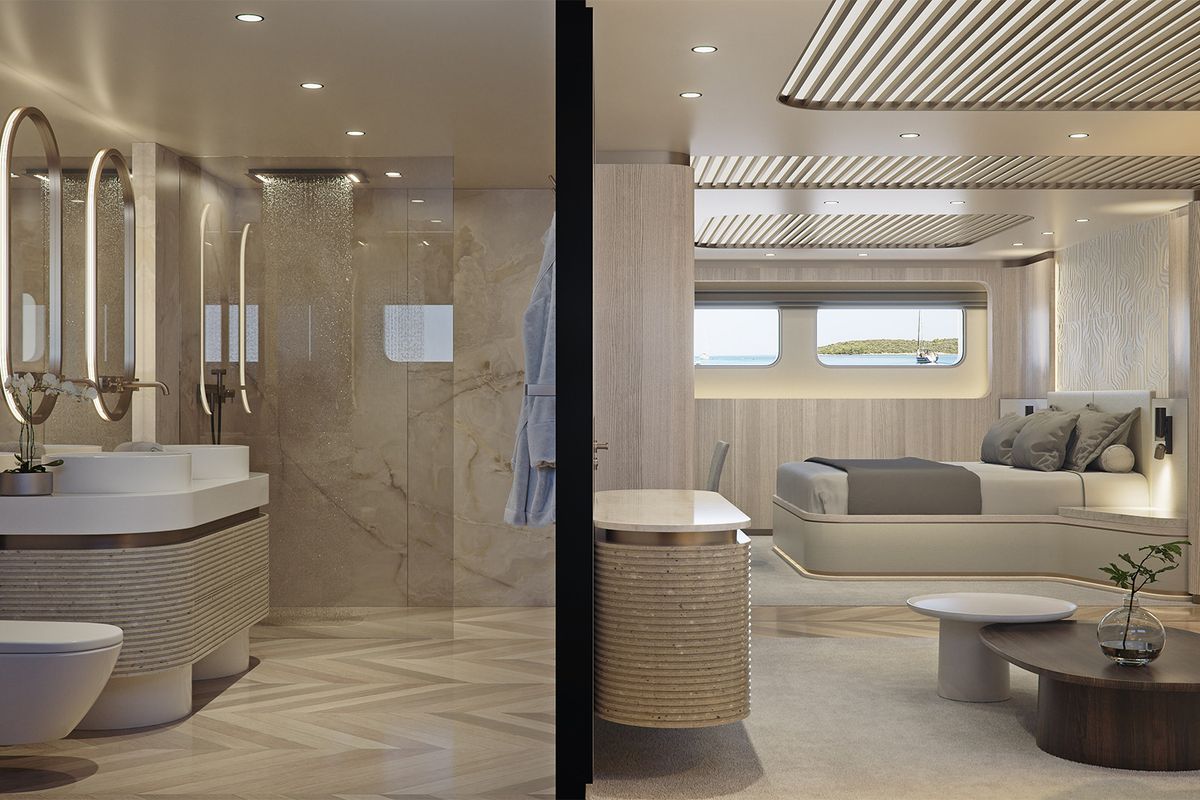Cabin on M/S Ad Astra, a Kolotura M/S Ad Astra yacht at Split, Croatia