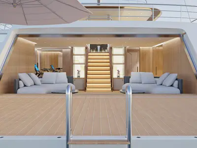 Deck of M/S Ad Astra, a Kolotura M/S Ad Astra yacht at Split, Croatia