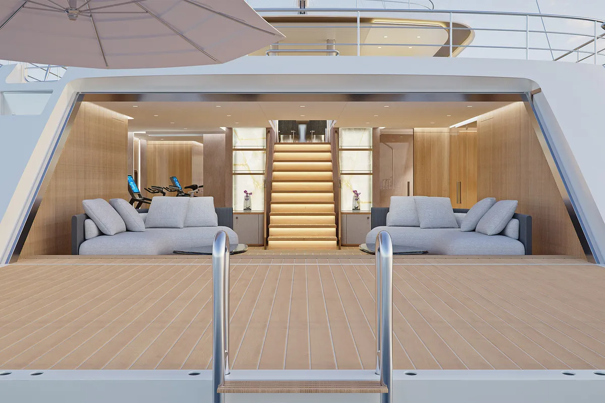 Deck of M/S Ad Astra, a Kolotura M/S Ad Astra yacht at Split, Croatia