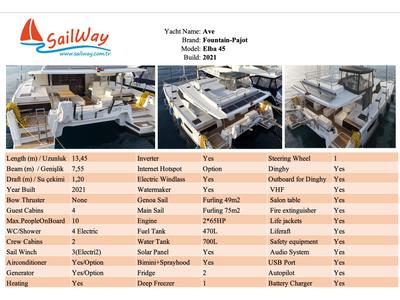 Premium, a Fountaine Pajot Elba 45 catamaran at Marmaris, Turkey