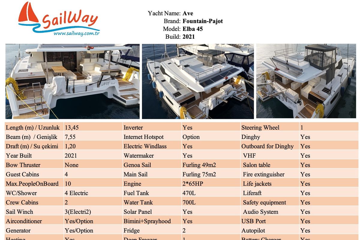 Premium, a Fountaine Pajot Elba 45 catamaran at Marmaris, Turkey