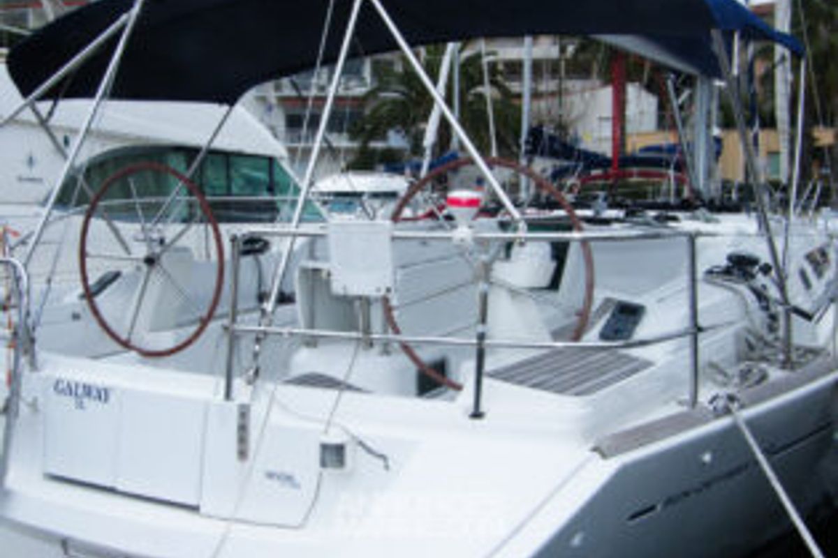 Cockpit of Galway, a Jeanneau Sun Odyssey 45 sailboat at Toulon, France