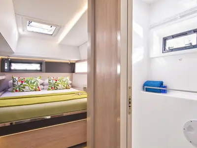 Cabin on Moorings 4500 Club, a Leopard 45 catamaran at Cannigione, Italy