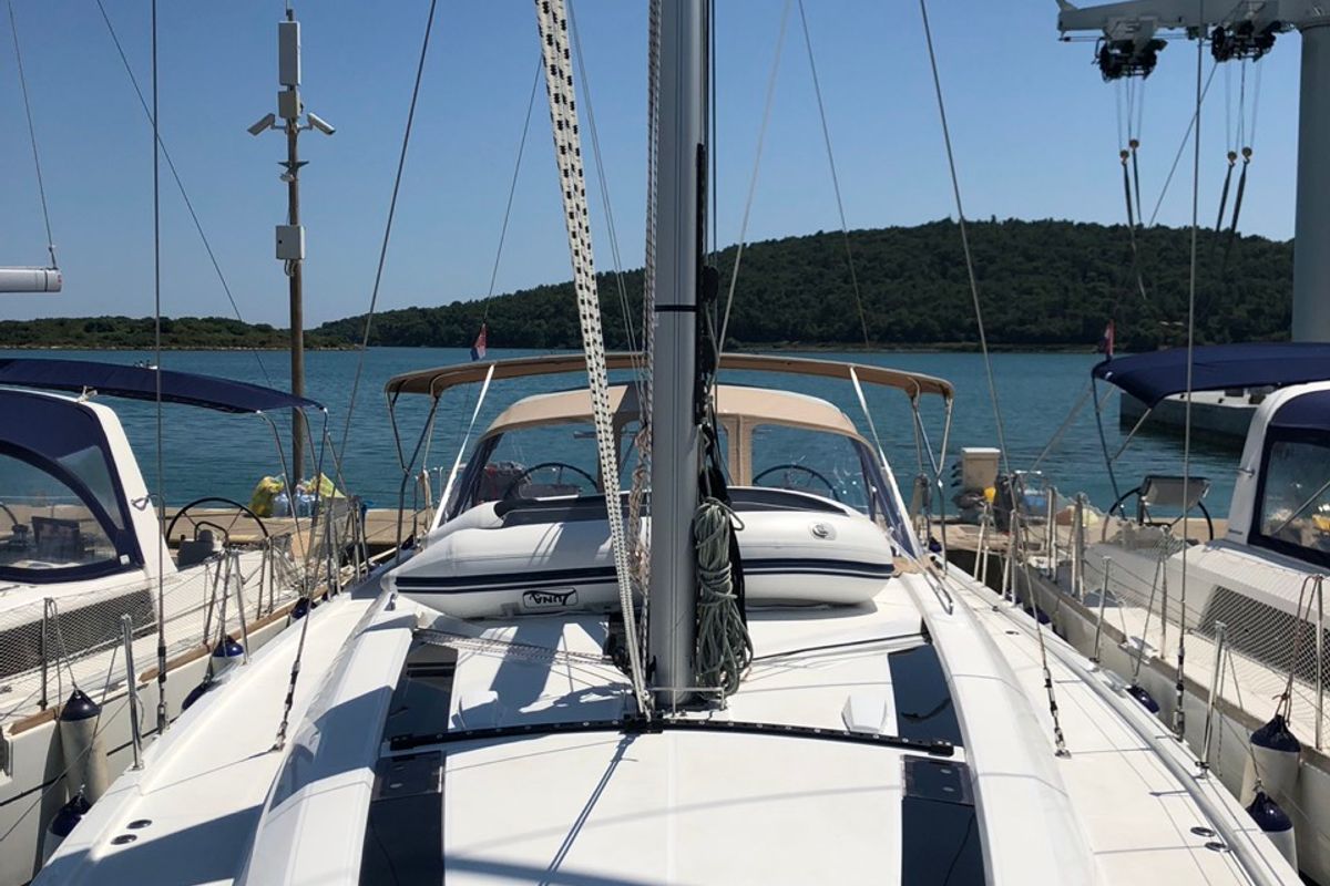 Exterior view of Marea, a Beneteau Oceanis 51.1 sailboat at Općina Medulin, Croatia