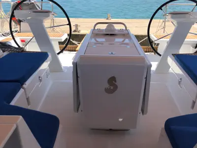 Cockpit of Marea, a Beneteau Oceanis 51.1 sailboat at Općina Medulin, Croatia