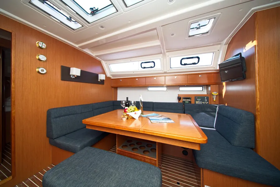 Salon of MH 54, a Bavaria Cruiser 46 sailboat at Murter, Croatia