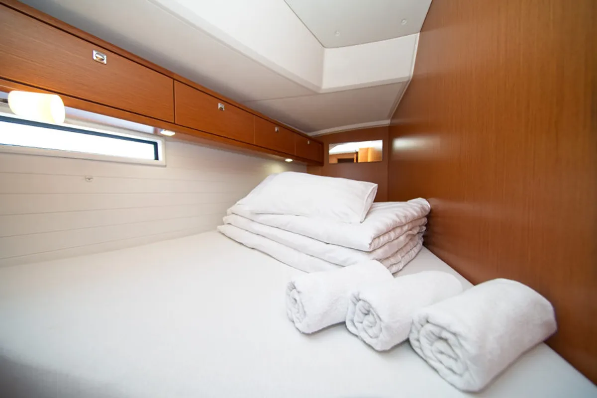 Cabin on MH 54, a Bavaria Cruiser 46 sailboat at Murter, Croatia
