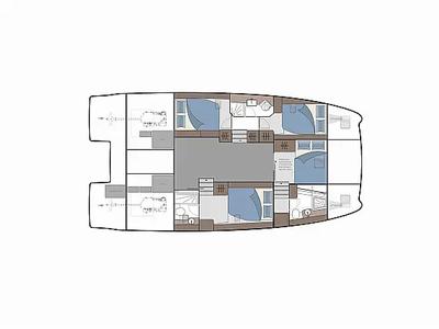 Floor plan of Seaduction, a Aquila Yachts Aquila 42 catamaran at Lavreotiki Municipal Unit, Greece