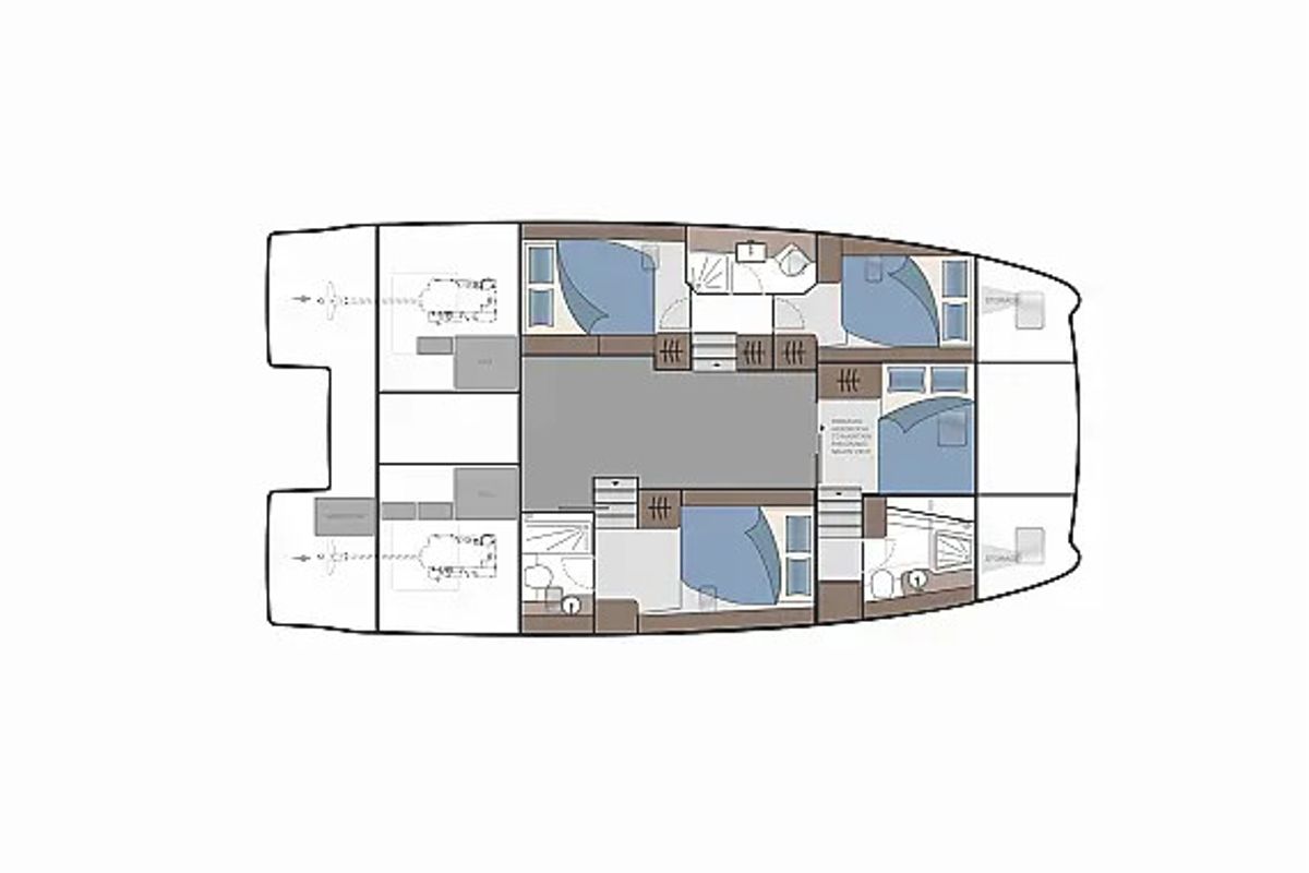 Floor plan of Seaduction, a Aquila Yachts Aquila 42 catamaran at Lavreotiki Municipal Unit, Greece