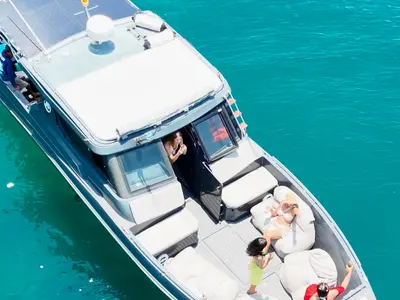 Implication, a Silvercraft Silvercraft 36HT motorboat at Rawai, Thailand