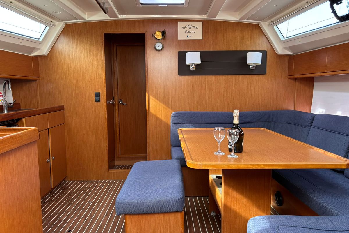 Salon of Spectra, a Bavaria Cruiser 46 sailboat at Općina Pakoštane, Croatia