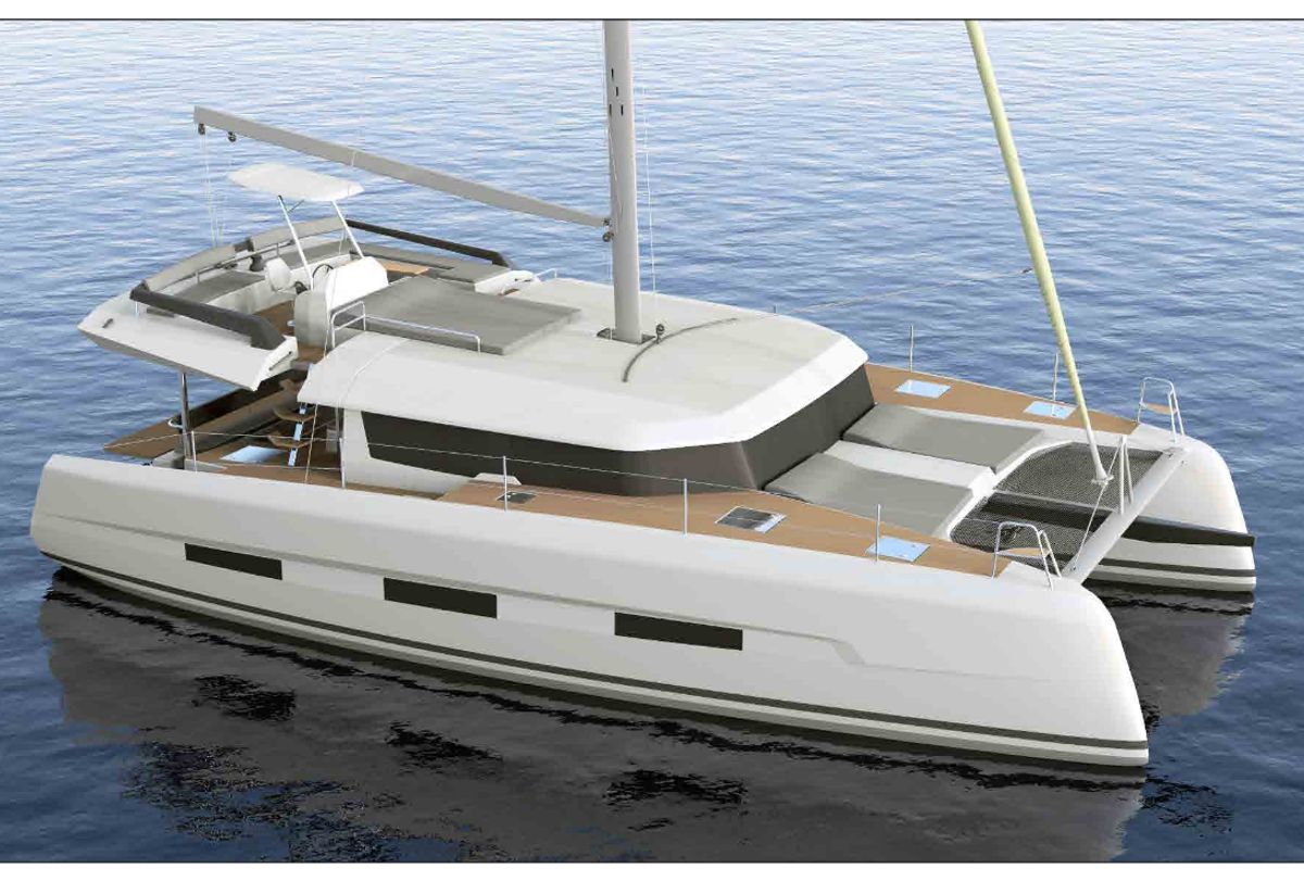 Exterior view of Danai, a Dufour 48 Catamaran catamaran at Agios Stefanos, Greece