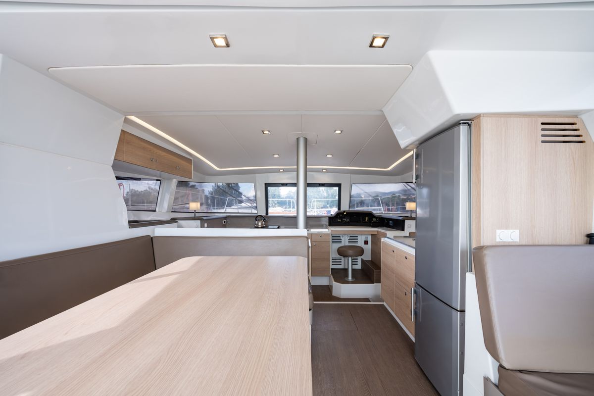 Salon of Theros, a Bali 4.1 catamaran at Municipal Unit of Lefkada, Greece