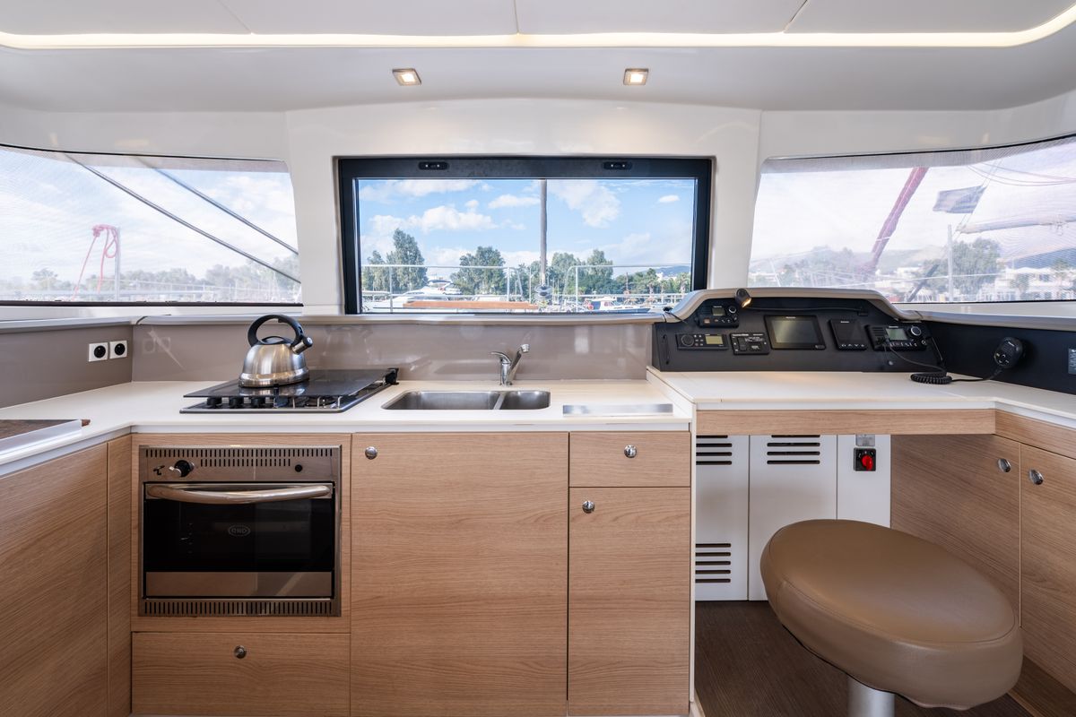 Galley of Theros, a Bali 4.1 catamaran at Municipal Unit of Lefkada, Greece