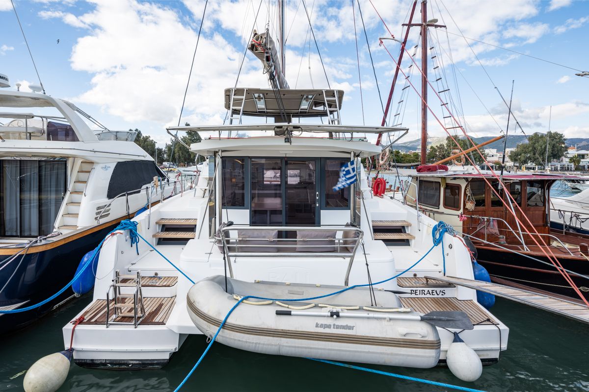 Exterior view of Theros, a Bali 4.1 catamaran at Municipal Unit of Lefkada, Greece