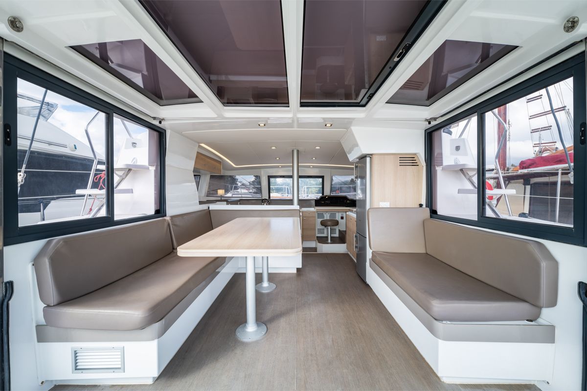 Salon of Theros, a Bali 4.1 catamaran at Municipal Unit of Lefkada, Greece