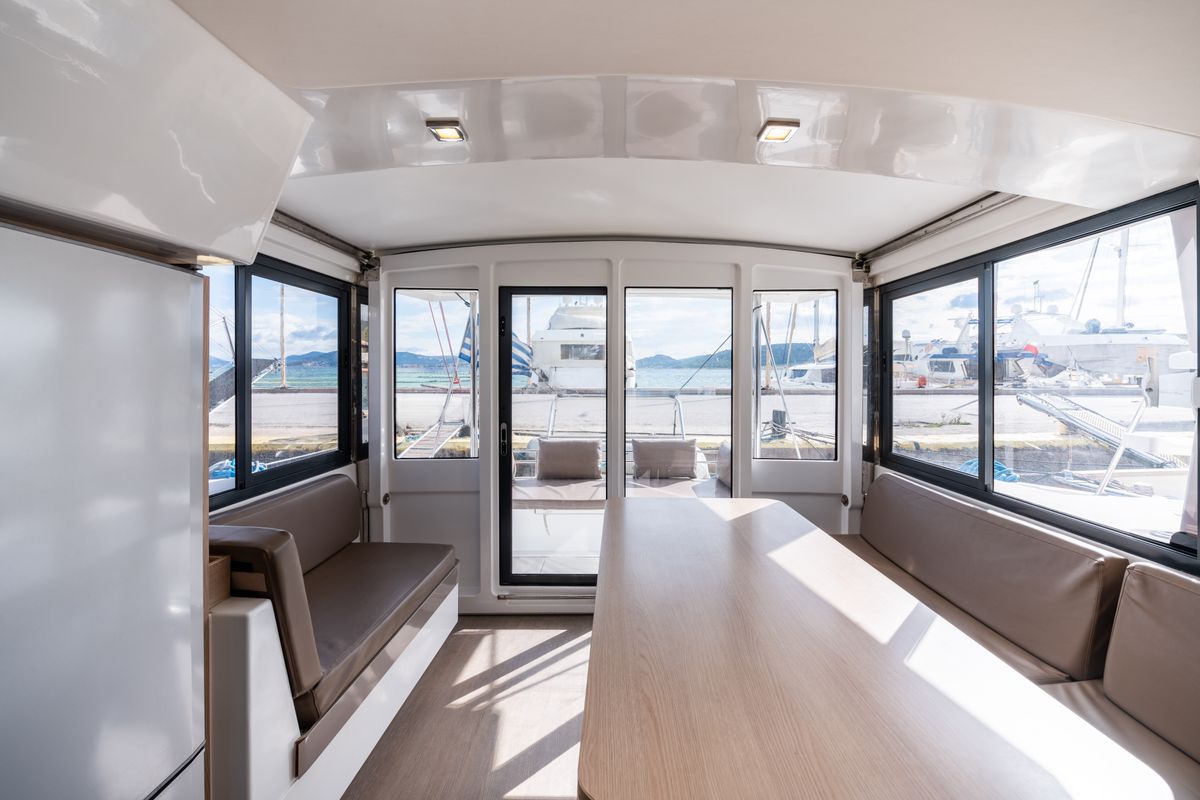 Salon of Theros, a Bali 4.1 catamaran at Municipal Unit of Lefkada, Greece