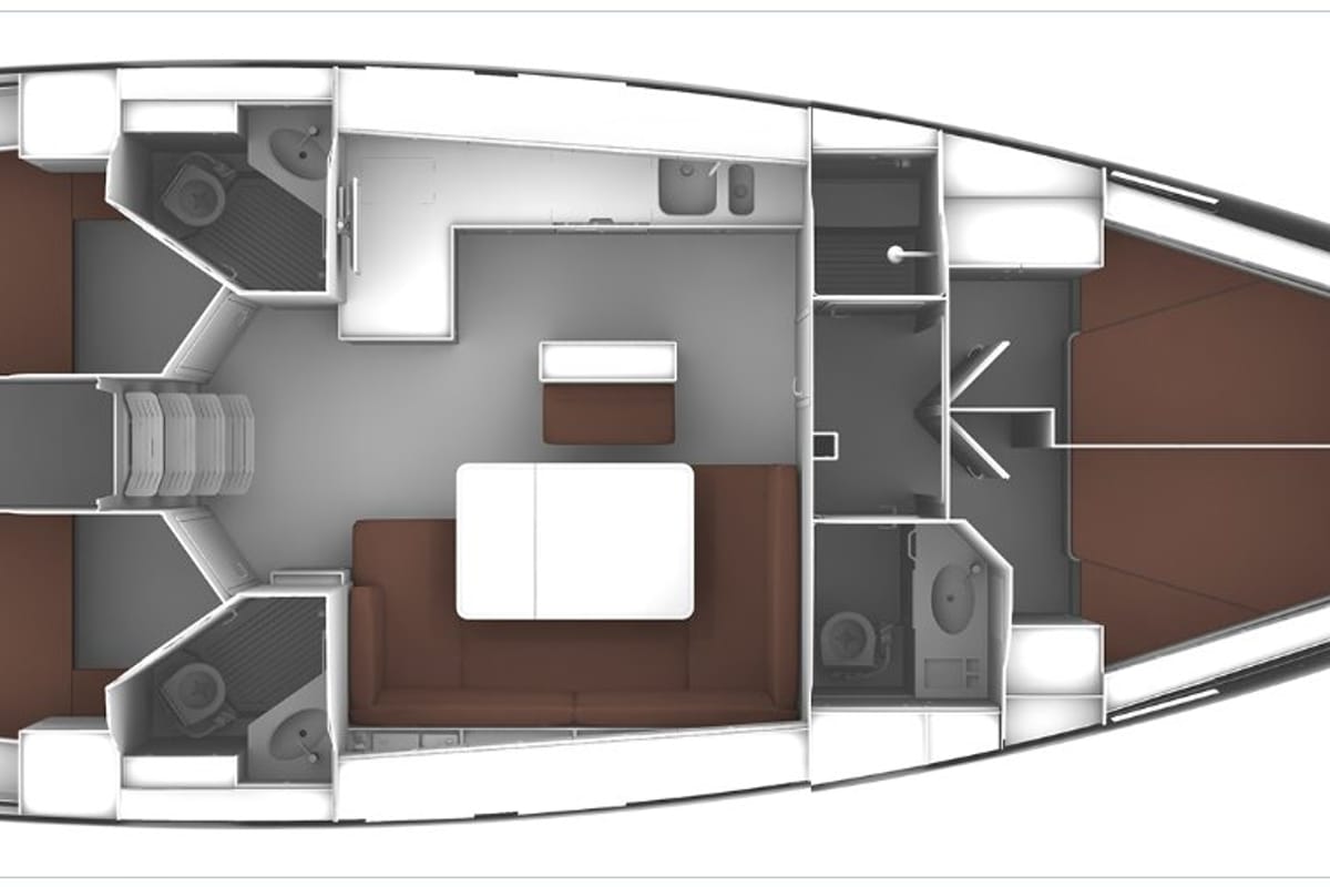 Floor plan of Sea Legend, a Bavaria Cruiser 46 - 4 cab.* sailboat at Punat, Croatia