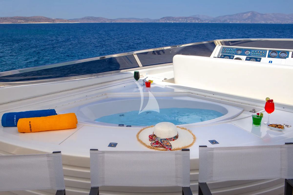 Deck of Efmaria, a Falcon Yachts Falcon 86 yacht at Athens, Greece