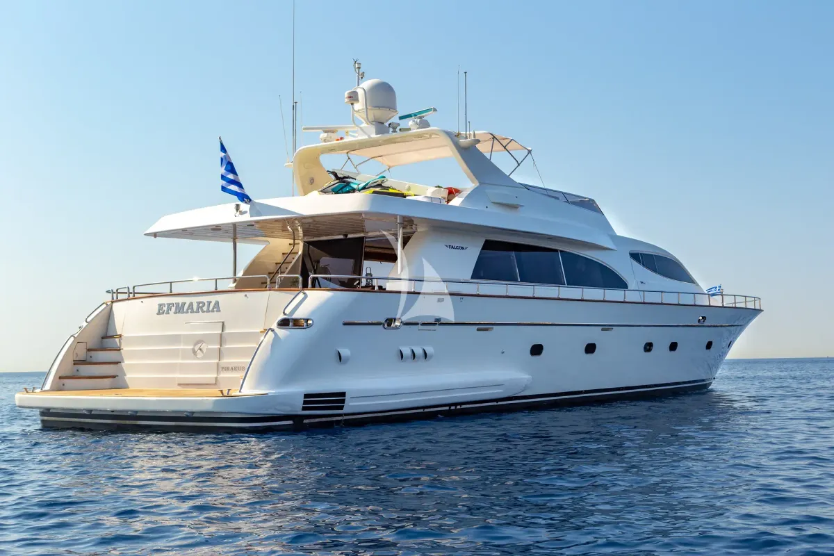 Exterior view of Efmaria, a Falcon Yachts Falcon 86 yacht at Athens, Greece