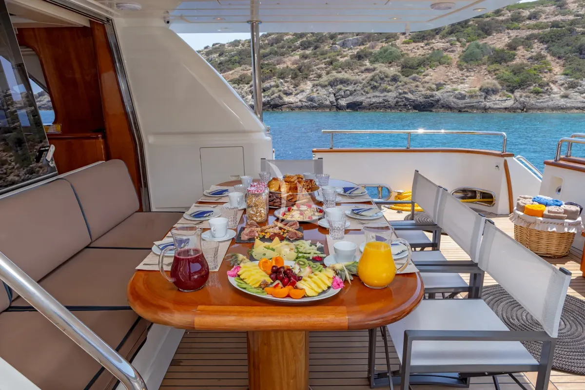 Deck of Efmaria, a Falcon Yachts Falcon 86 yacht at Athens, Greece