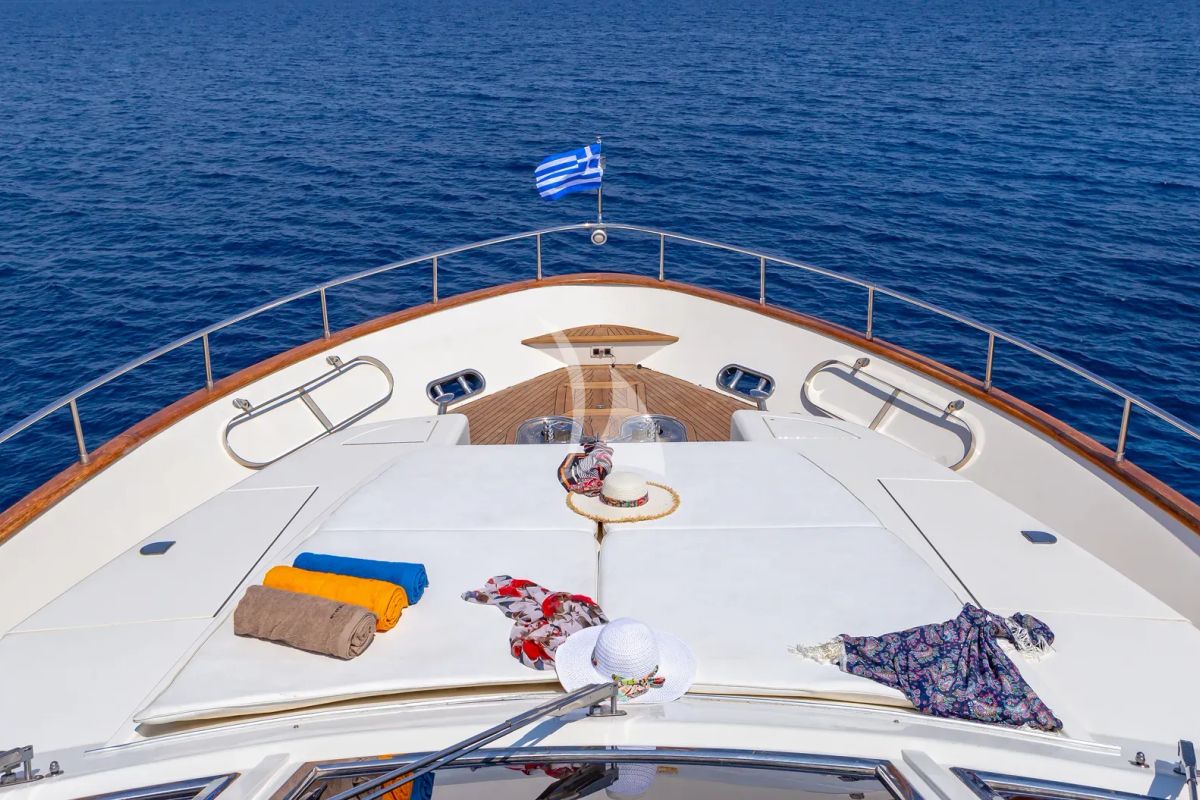 Deck of Efmaria, a Falcon Yachts Falcon 86 yacht at Athens, Greece