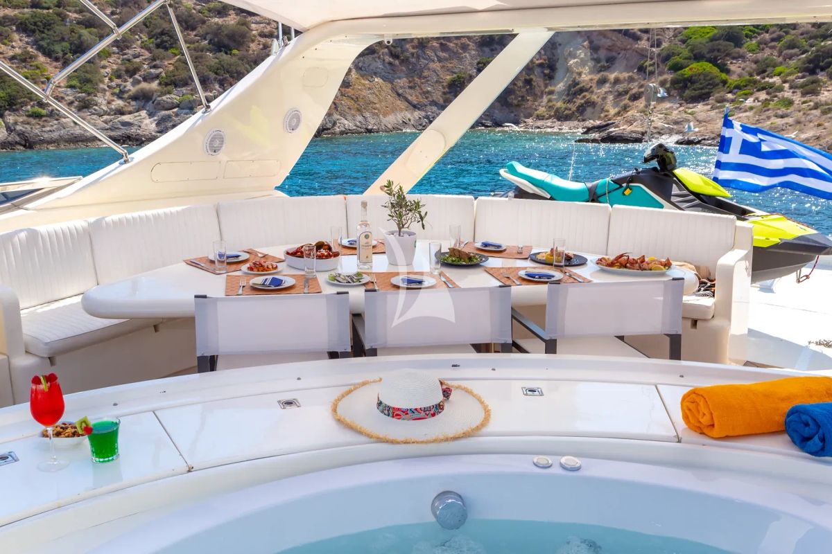 Deck of Efmaria, a Falcon Yachts Falcon 86 yacht at Athens, Greece