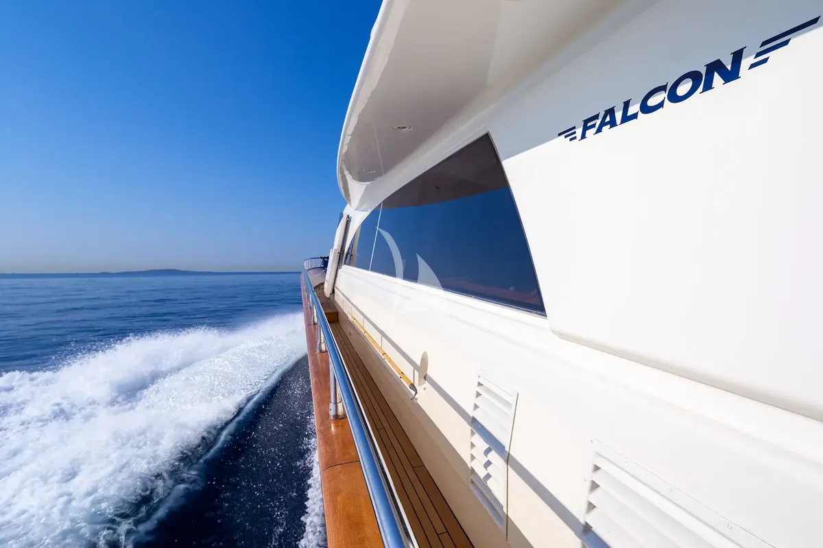 Exterior view of Efmaria, a Falcon Yachts Falcon 86 yacht at Athens, Greece
