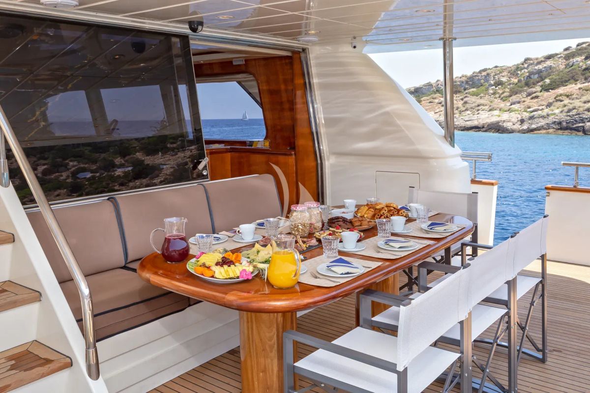 Deck of Efmaria, a Falcon Yachts Falcon 86 yacht at Athens, Greece