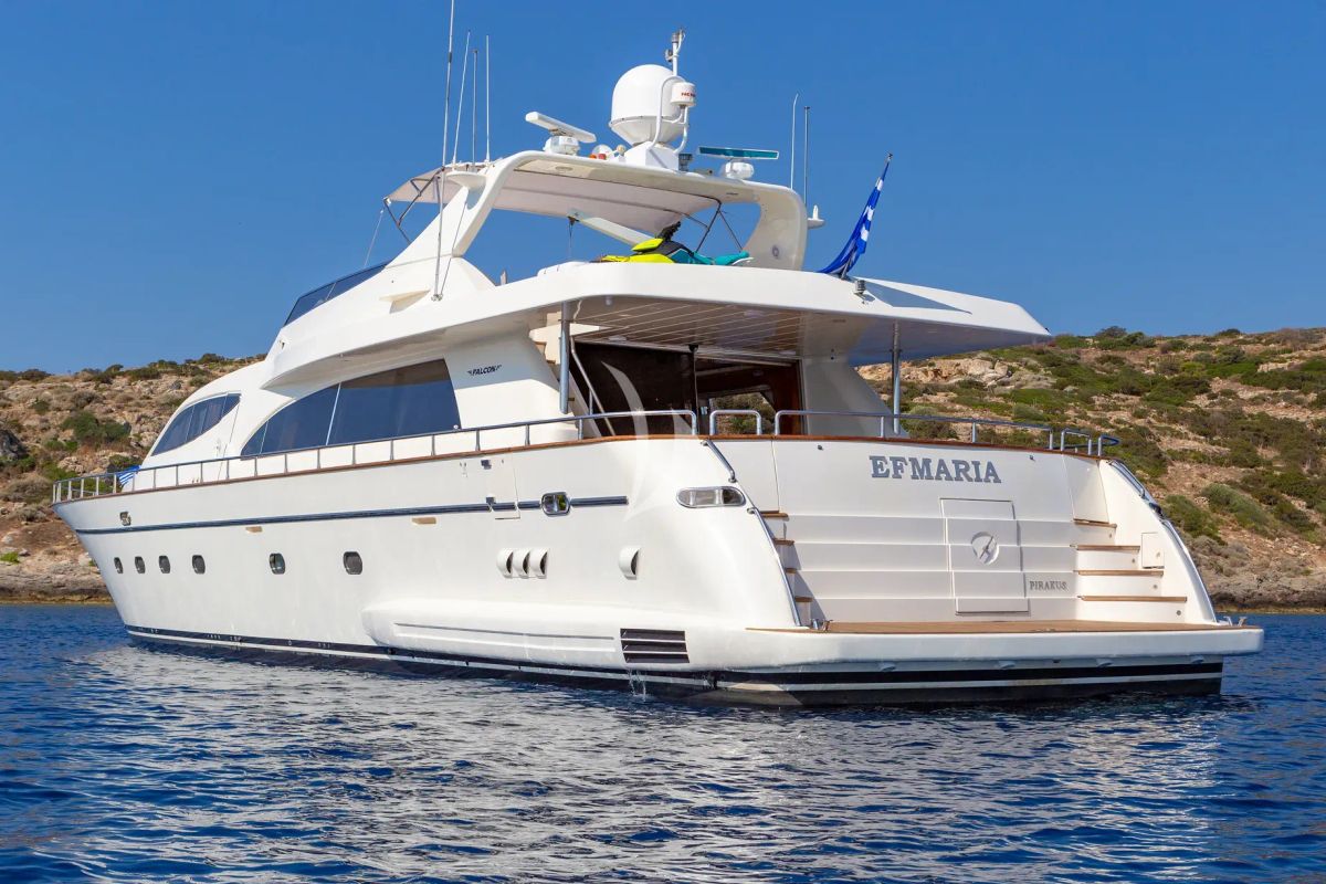 Exterior view of Efmaria, a Falcon Yachts Falcon 86 yacht at Athens, Greece