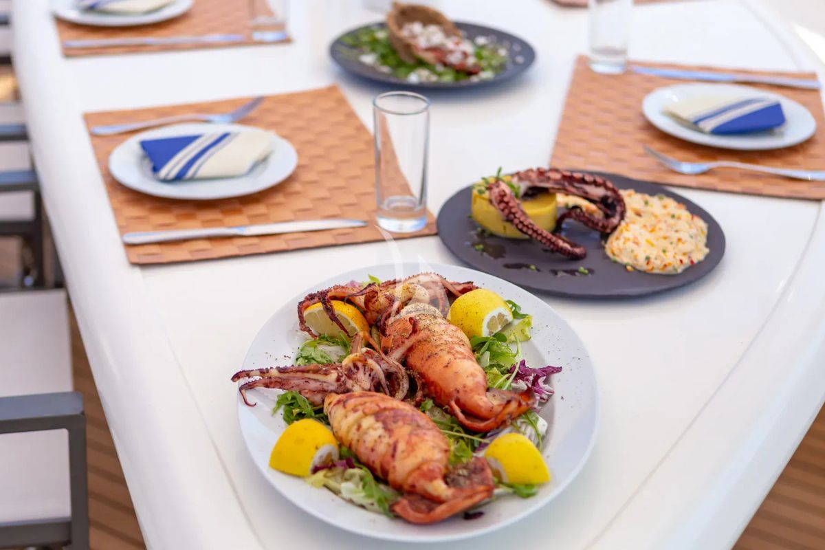 Deck of Efmaria, a Falcon Yachts Falcon 86 yacht at Athens, Greece