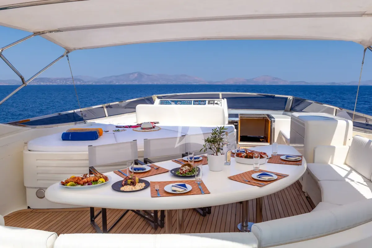 Deck of Efmaria, a Falcon Yachts Falcon 86 yacht at Athens, Greece