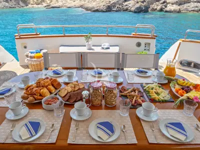 Deck of Efmaria, a Falcon Yachts Falcon 86 yacht at Athens, Greece