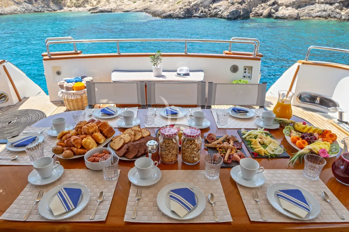 Deck of Efmaria, a Falcon Yachts Falcon 86 yacht at Athens, Greece
