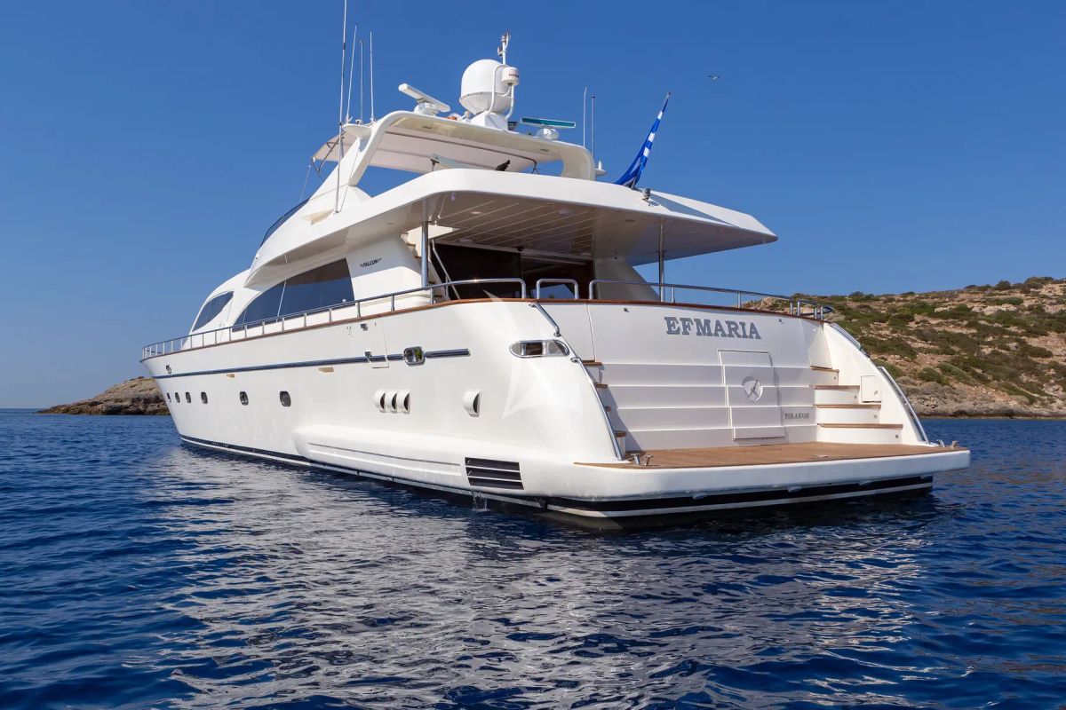 Exterior view of Efmaria, a Falcon Yachts Falcon 86 yacht at Athens, Greece