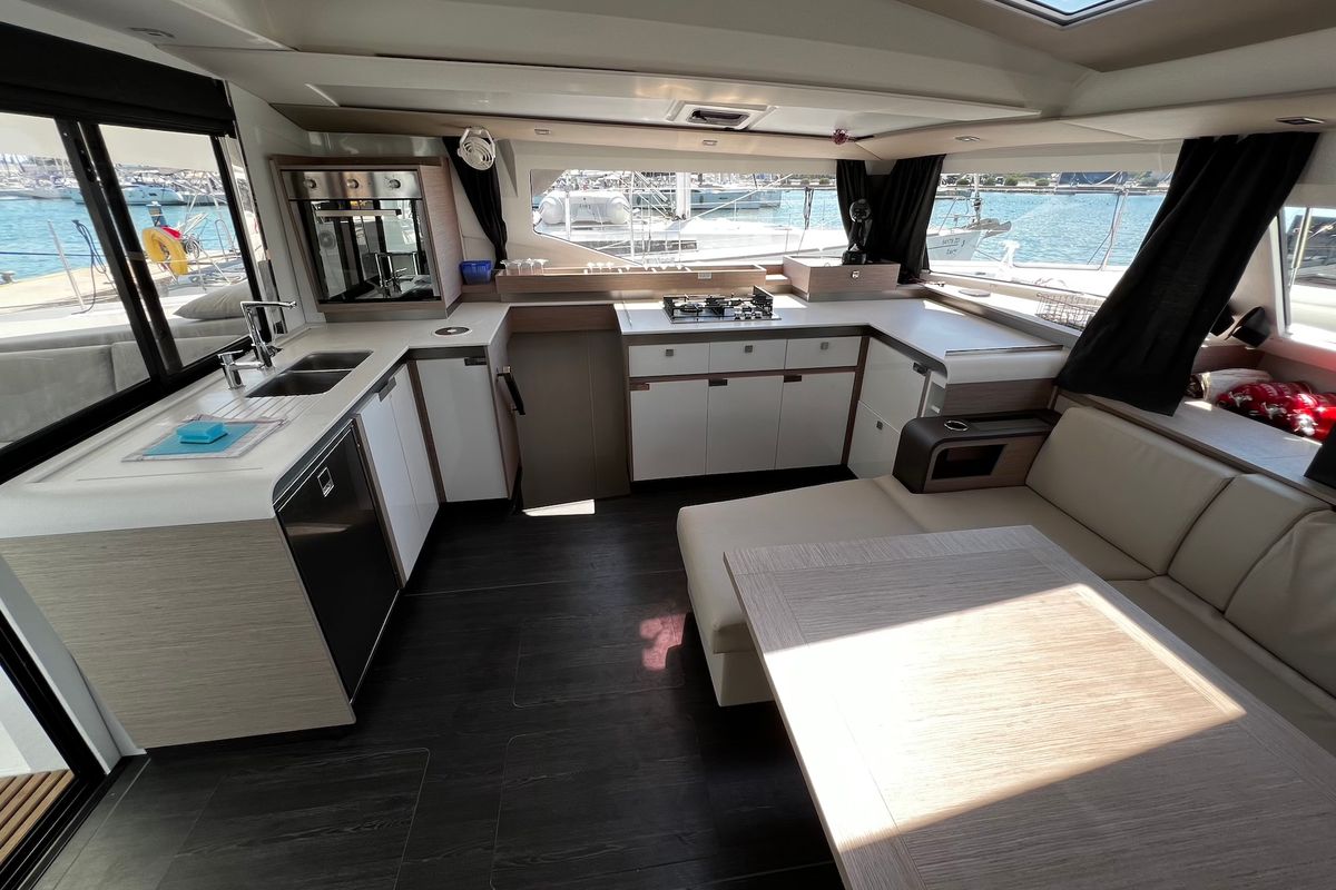 Salon of Angie, a Fountaine Pajot Elba 45 catamaran at Općina Sukošan, Croatia