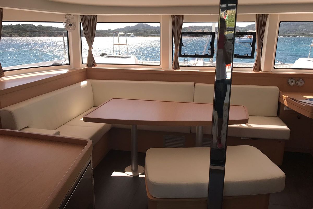 Salon of Copernicus (ANU), a Lagoon 42 catamaran at English Harbour, Antigua and Barbuda