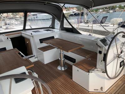 Deck of Xenia, a Bavaria C50 Style sailboat at Općina Vrsar, Croatia
