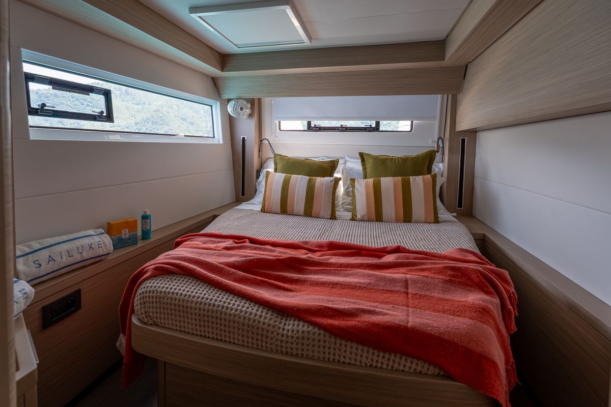 Cabin on SAILUXE - Allegra, a Lagoon 51 catamaran at Olbia, Italy